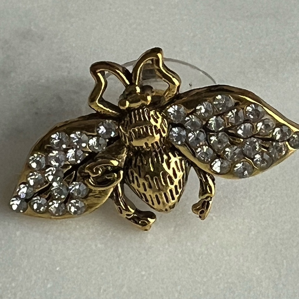 Upcycled Earrings Gold and Silver Bee Earrings - Picture 2 of 8